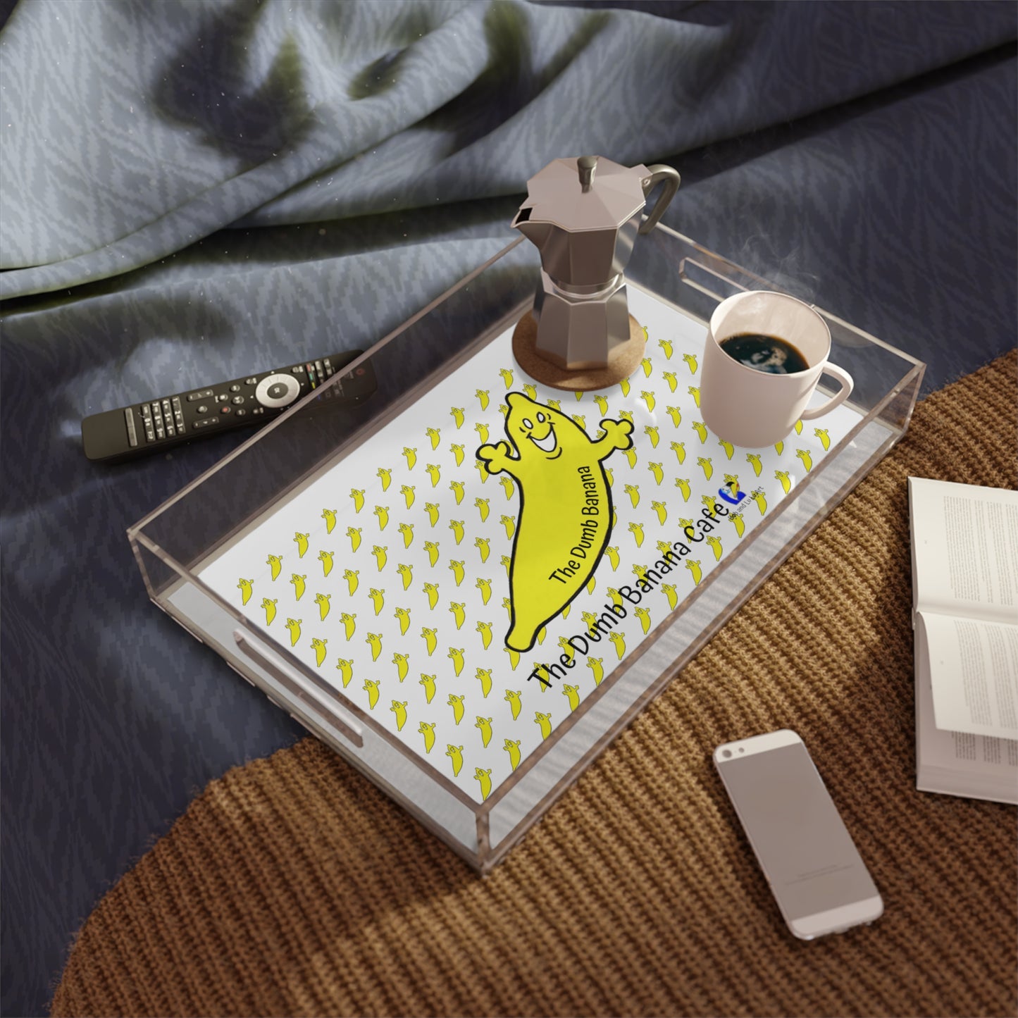 THE DUMB BANANA CAFE Acrylic Lucite Serving Tray - What a banana!!!