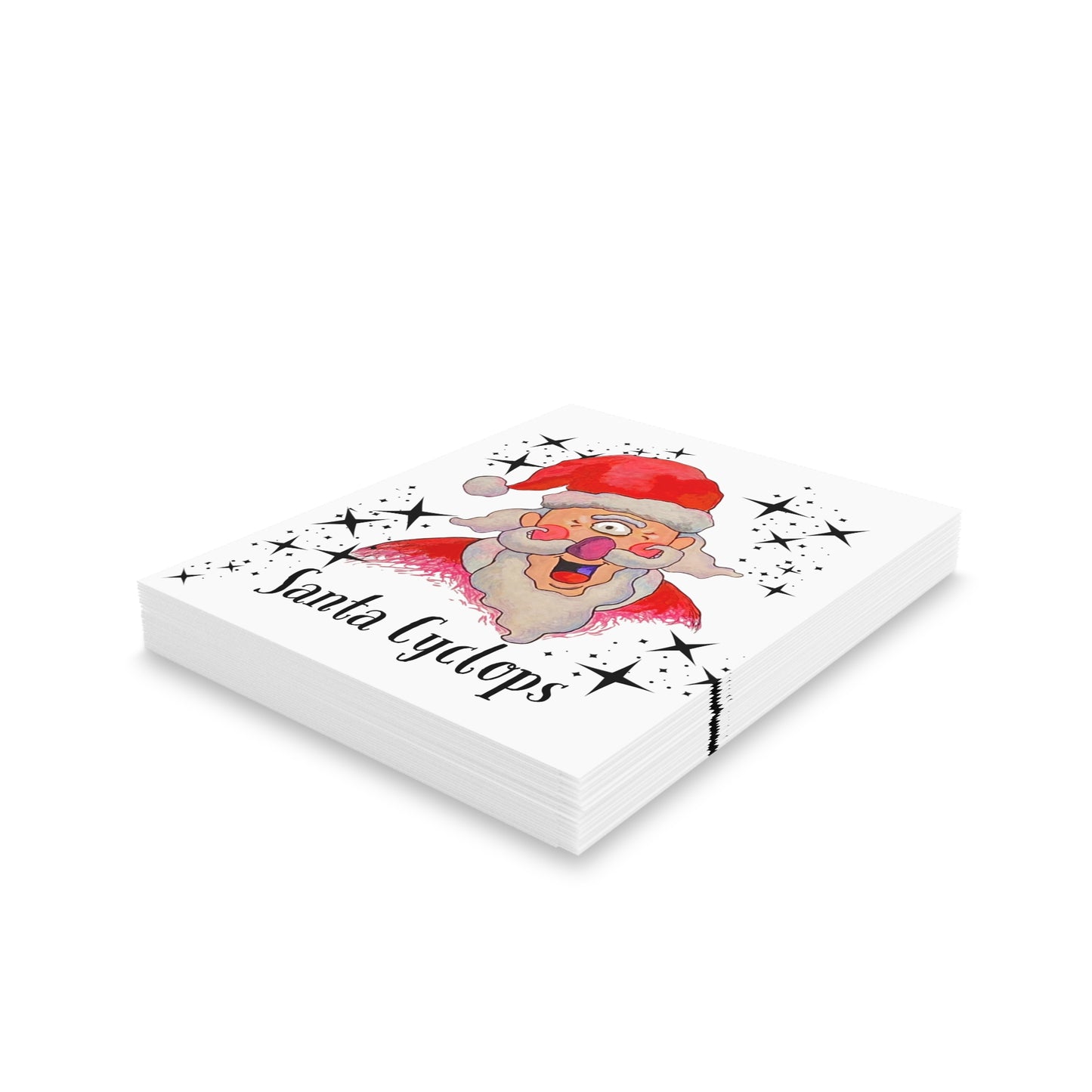 Santa Cyclops Greeting Christmas Cards (8, 16, and 24 pcs)