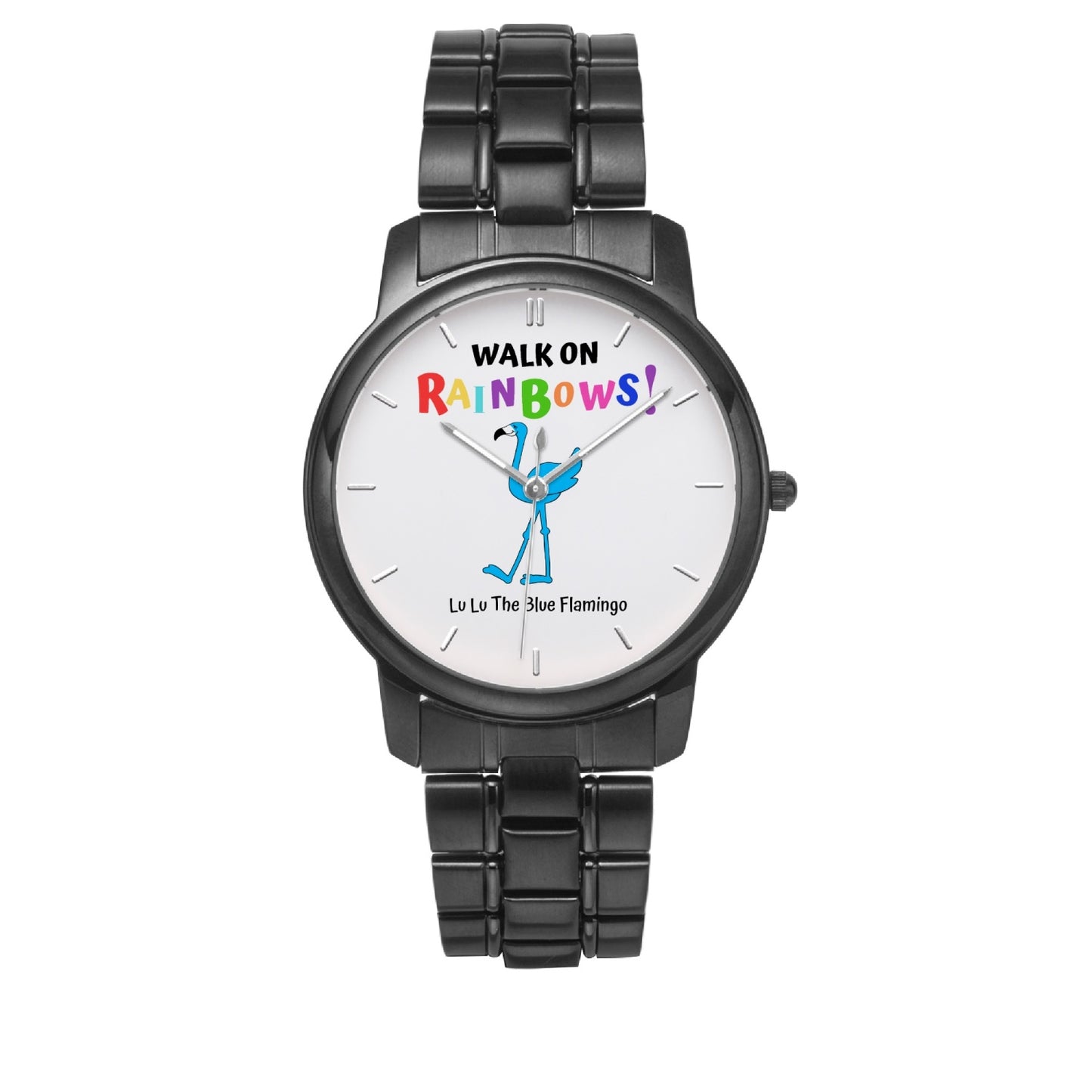 Lu Lu's "WALK ON RAINBOWS!" Unisex Steel Quartz Watch with Indicators & Folding Clasp