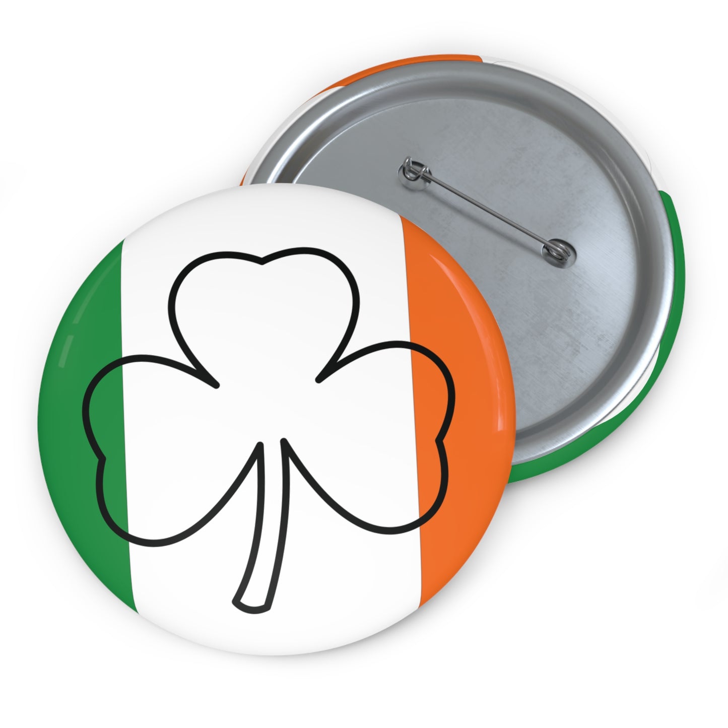 Irish Shamrock & Flag Pin Button