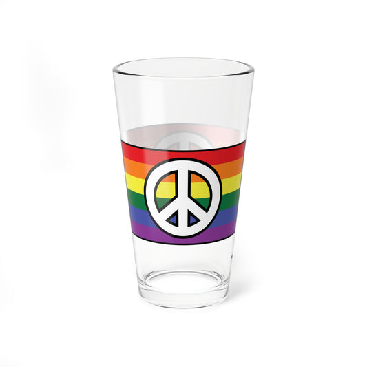 Rainbow Flag & Peace Sign 16oz Glass & Shaker Cup