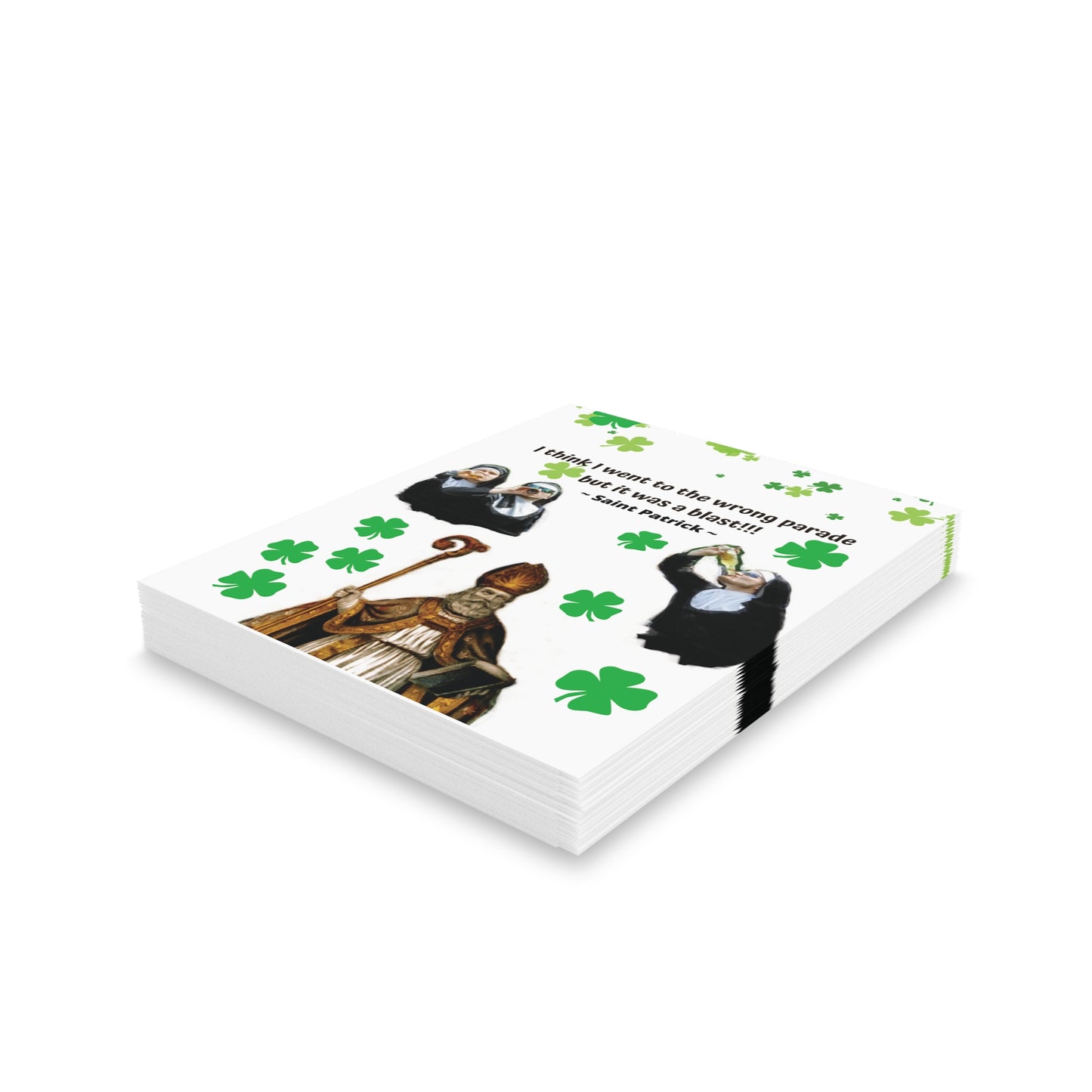 Saint Patrick's "I Think I Went To The Wrong Parade" Greeting Cards (8, 16, and 24 pcs)