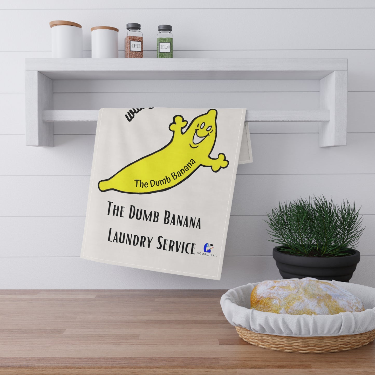 The Dumb Banana "WILL GET IT CLEAN!!!" Laundry & Kitchen Cotton Twill Towel - A banana classic!!!