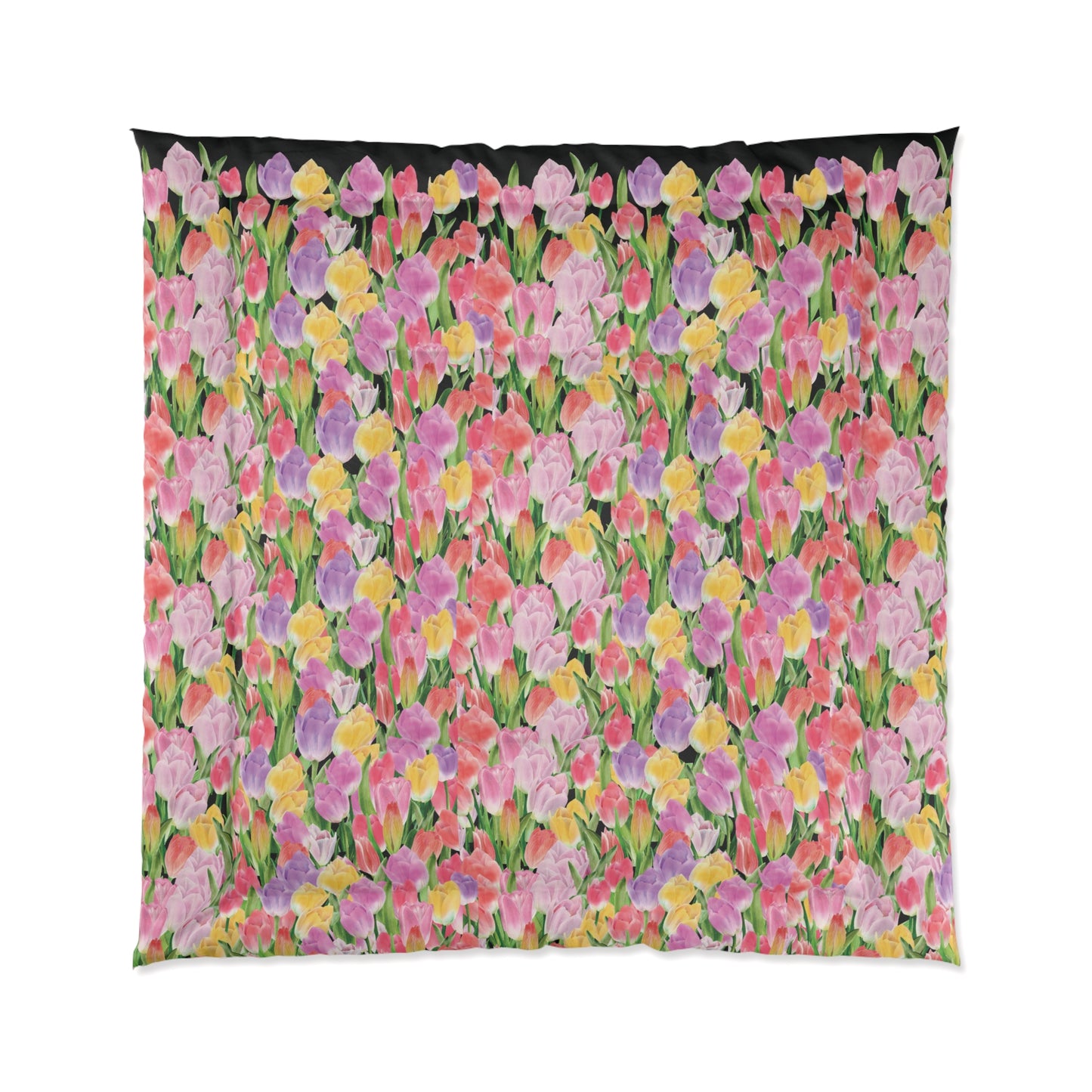 Tulip Sunrise Bed Comforter with Black Accents - The Tulip Sunrise Collection by Miss Daisy