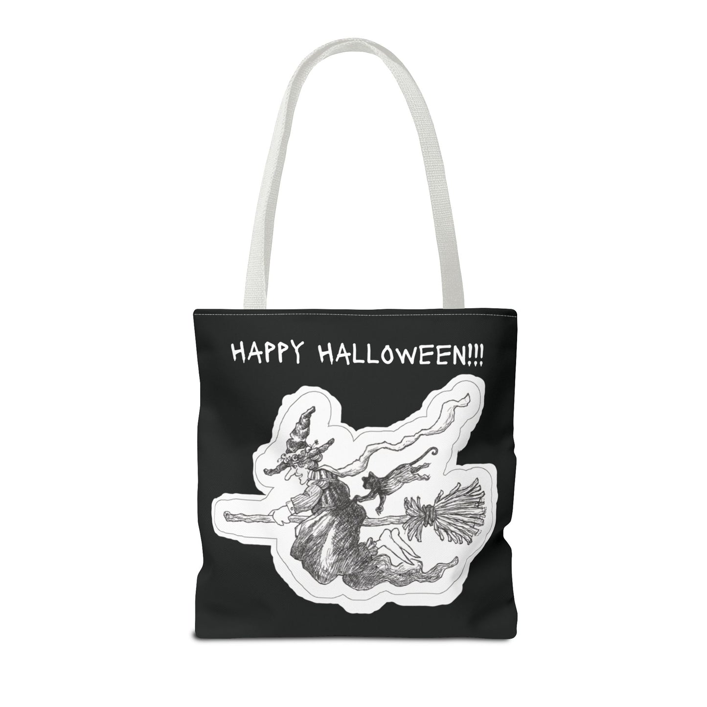 The only way to fly on Halloween is on a broom!!! - The Happy Halloween Trick or Treat Candy Tote Bag