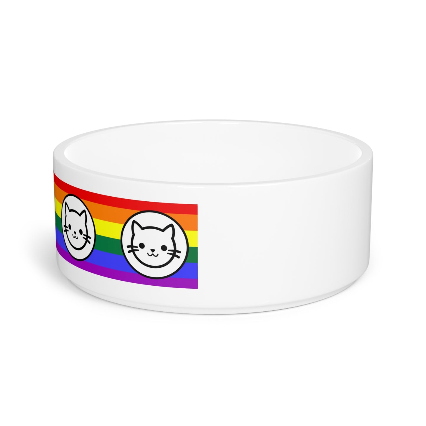 Rainbow Flag Kitty Bistro Pet Bowl - All cats deserve to eat in rainbow style!!!