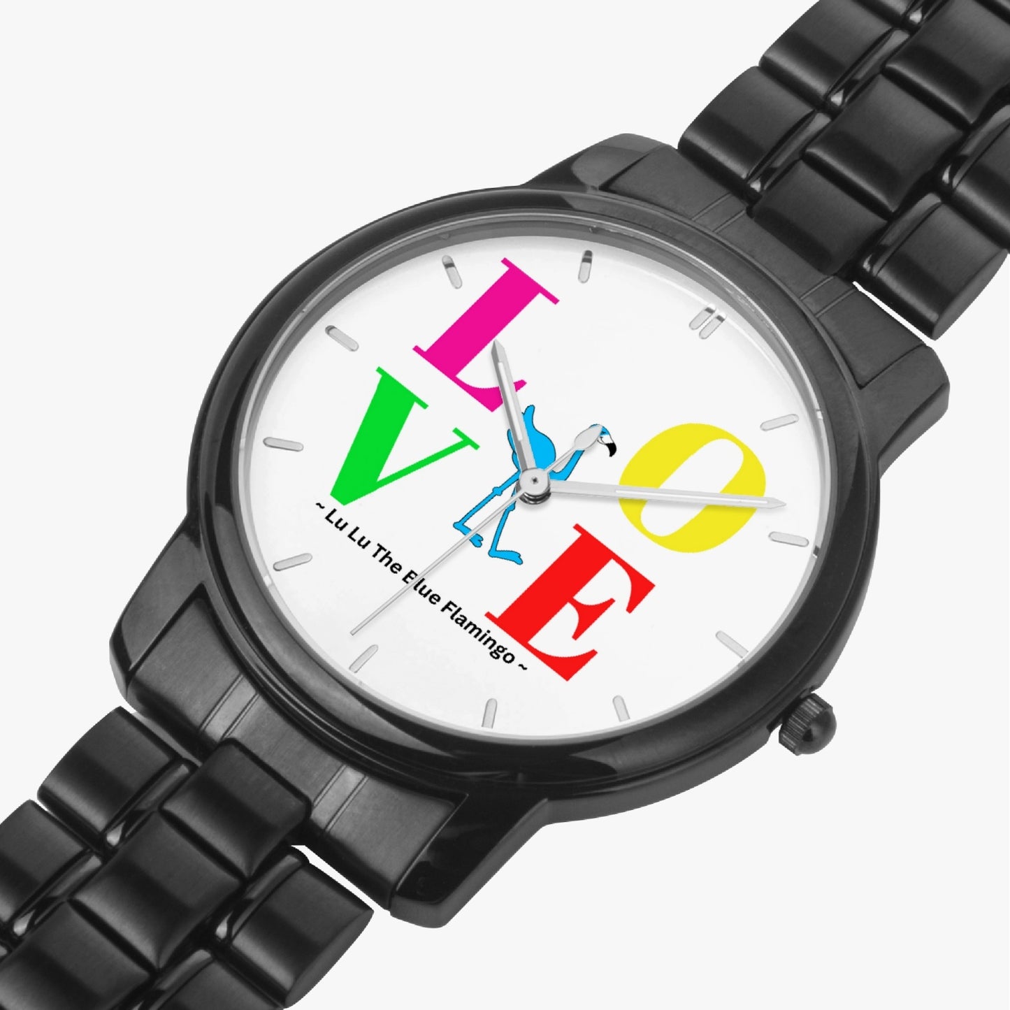 Lu Lu's "LOVE" Stainless Steel Quartz Unisex Watch with Indicators & Folding Clasp