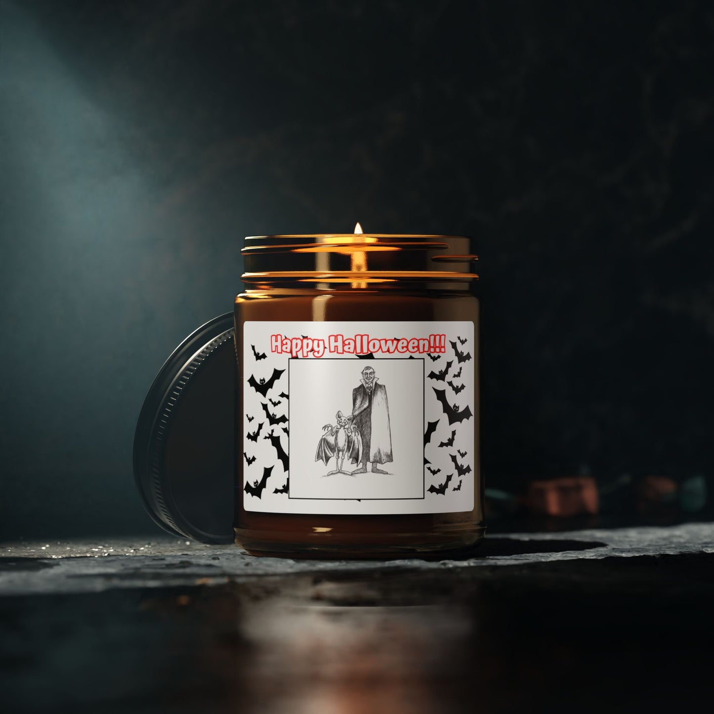 Dracula the Proud Father & Junior's First Day at School HAPPY HALLOWEEN Scented 9oz Soy Candle Collection for all bats!!!