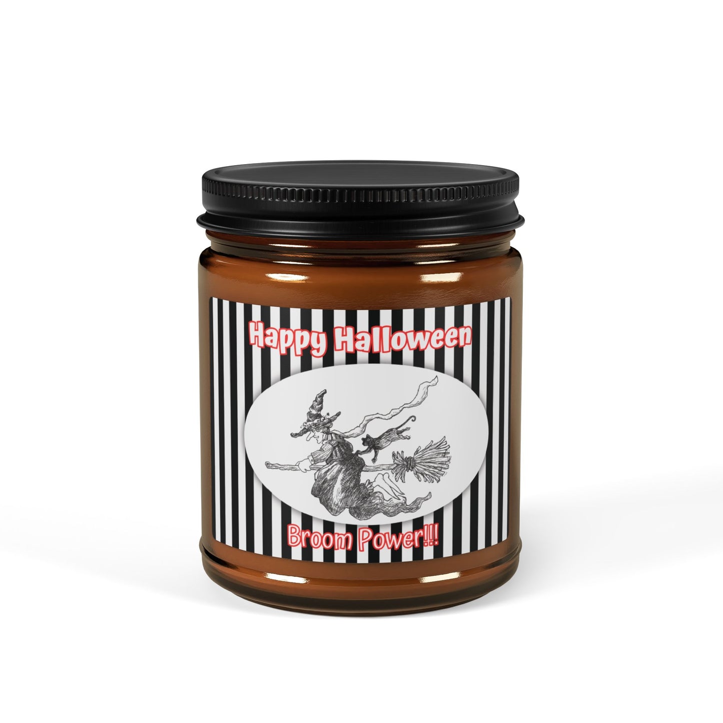 Agnes the Witch & Samantha the Cat's "Broom Power" HAPPY HALLOWEEN Scented 9oz Soy Candle Collection - the only way to fly!!!