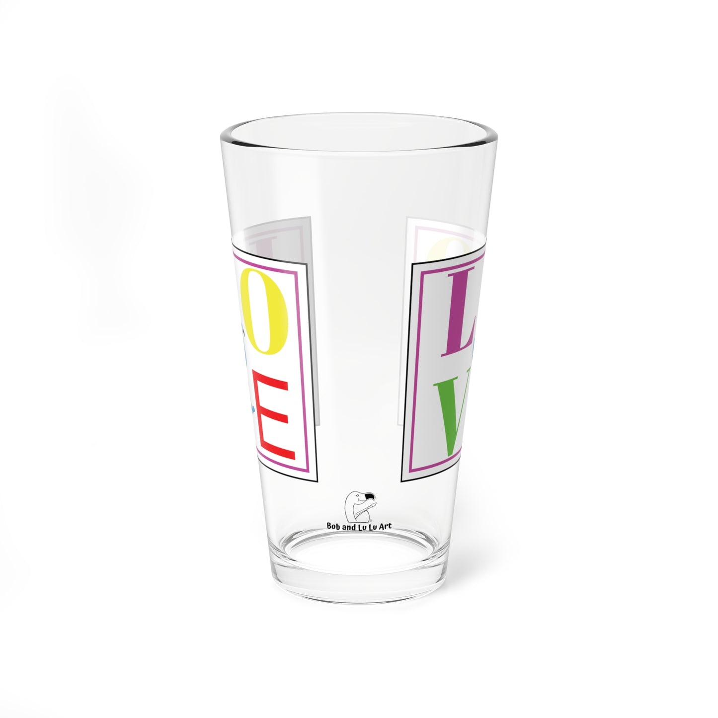 Lu Lu The Blue Flamingo's "LOVE" 16oz Glass & Shaker Cup