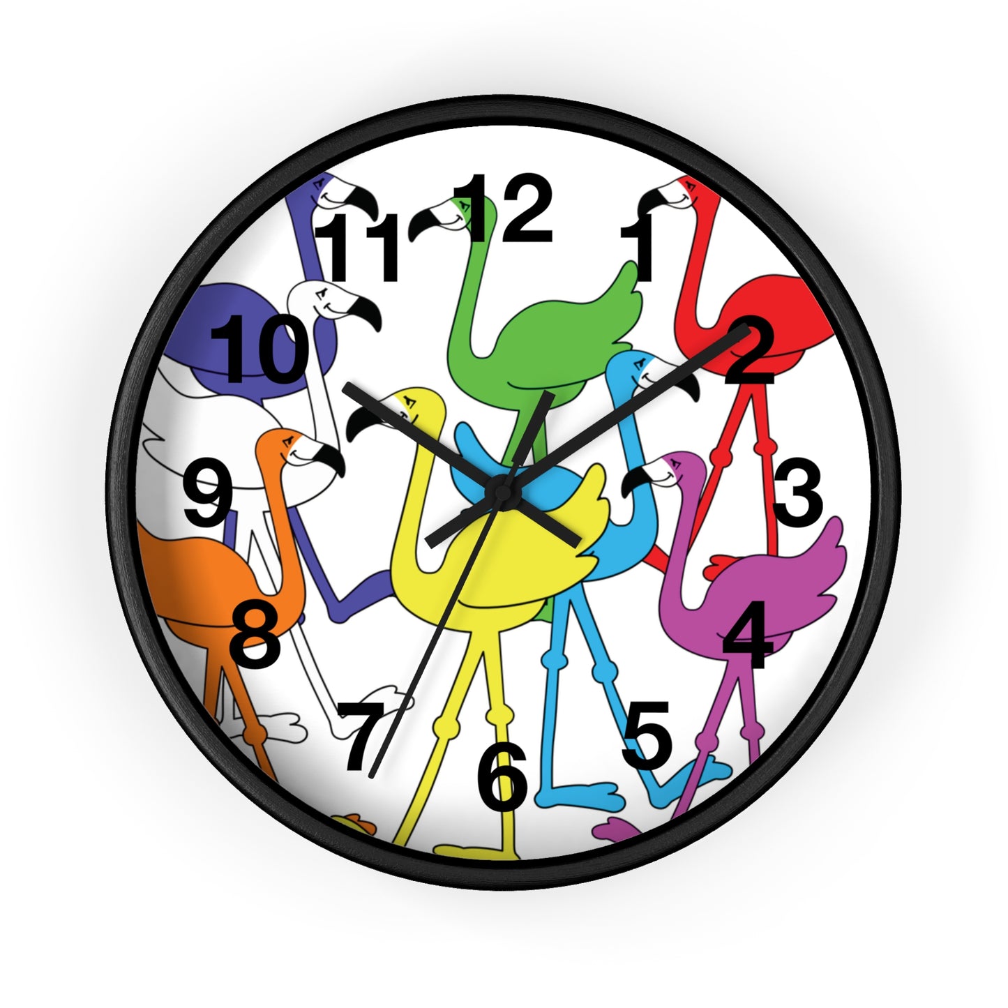 Rainbow Flamingo Club Wall Clock by Lu Lu