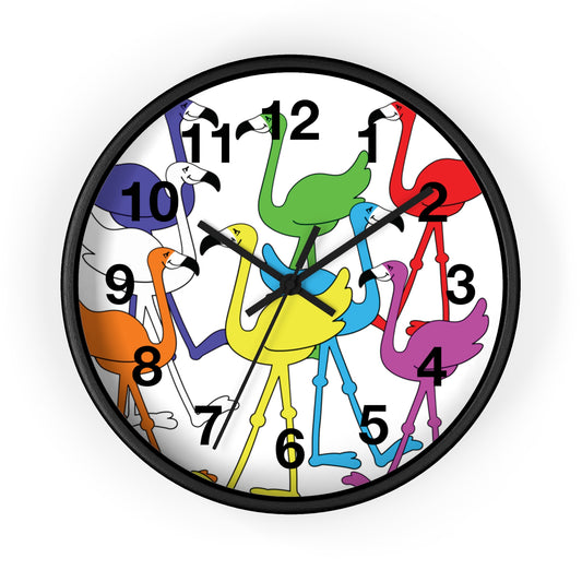 Rainbow Flamingo Club Wall Clock by Lu Lu