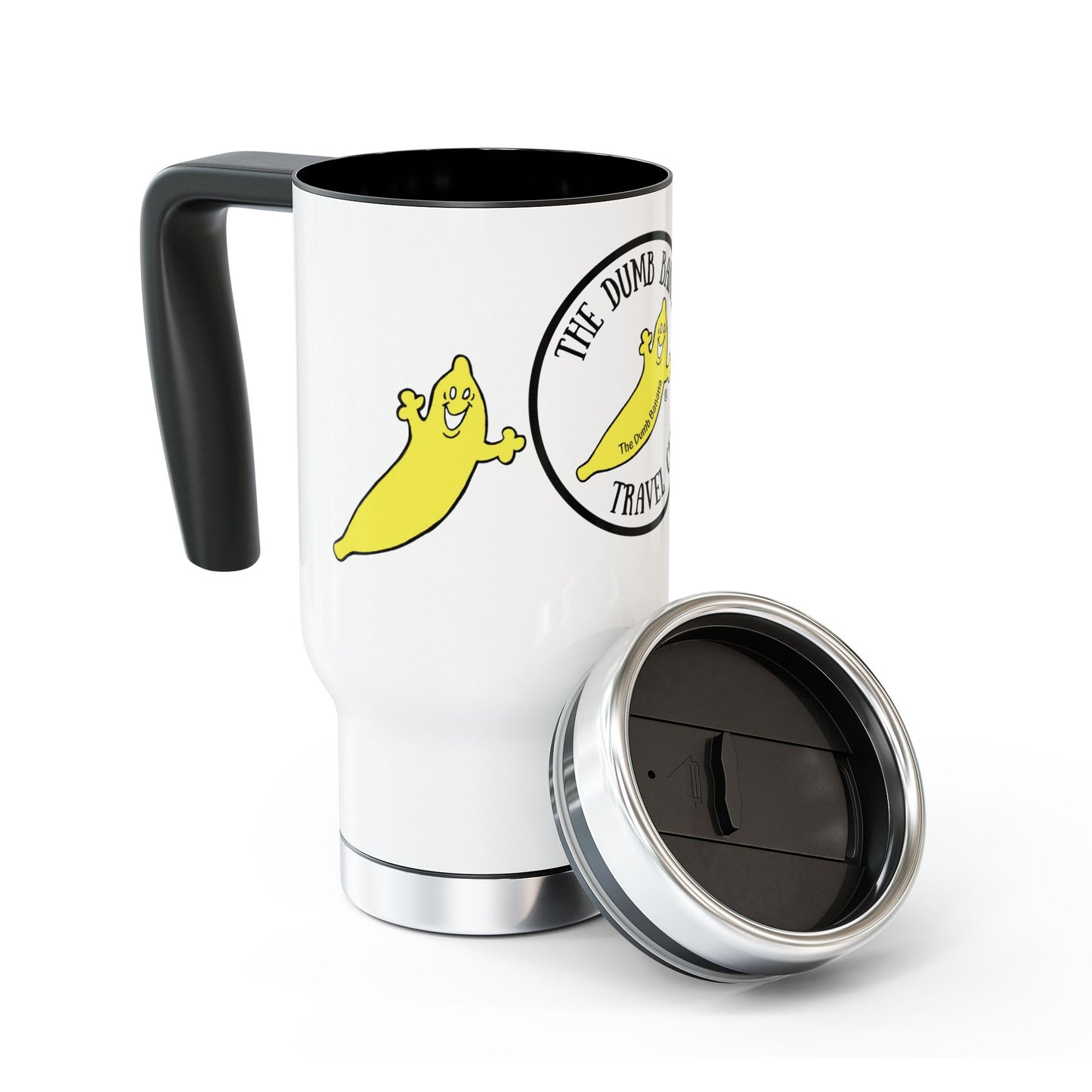 THE DUMB BANANA TRAVEL CLUB 14oz Stainless Steel Travel Mug with Handle - It's truly the most amazing mug ever created by a banana!!!