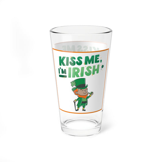 "Kiss Me... I'm Irish!!!" Leprechaun 16oz Glass Cup