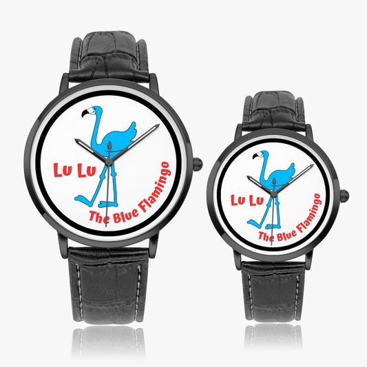 The new LU LU THE BLUE FLAMINGO Unisex Instafamous Quartz Watch with Red Lettering