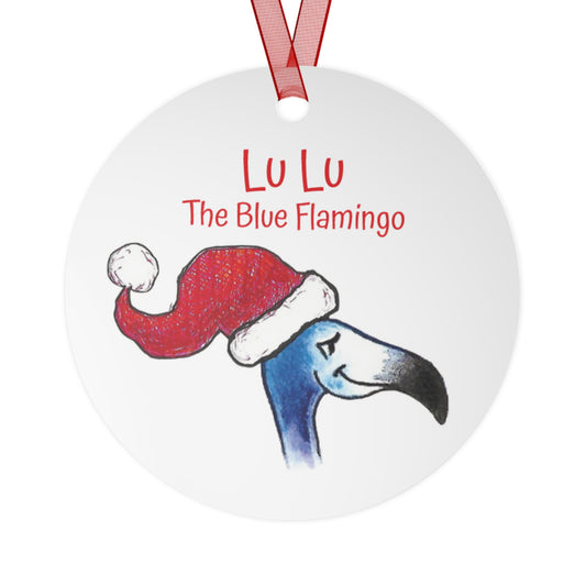 Lu Lu The Blue Flamingo Christmas Tree Metal Ornament