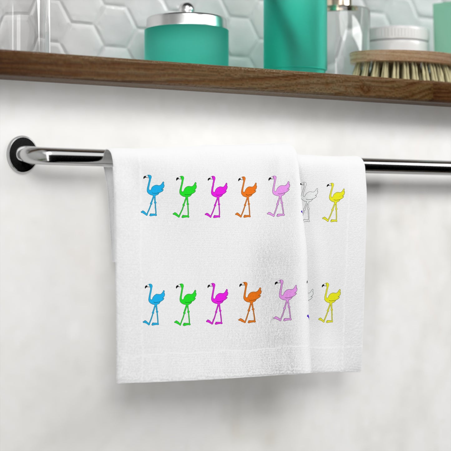 Lu Lu's Rainbow Flamingo Club Face Towel