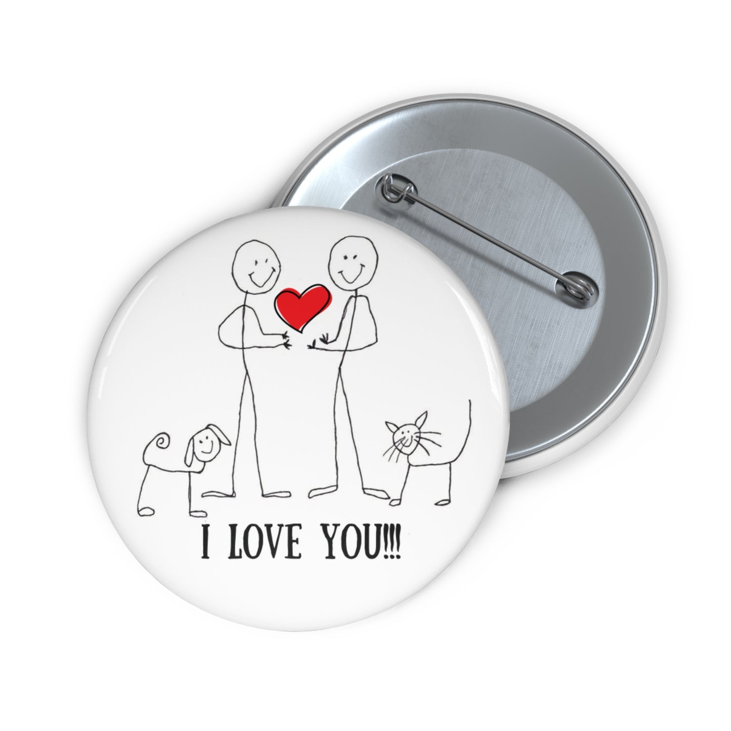 "I Love You!!!" Valentine Pin Button