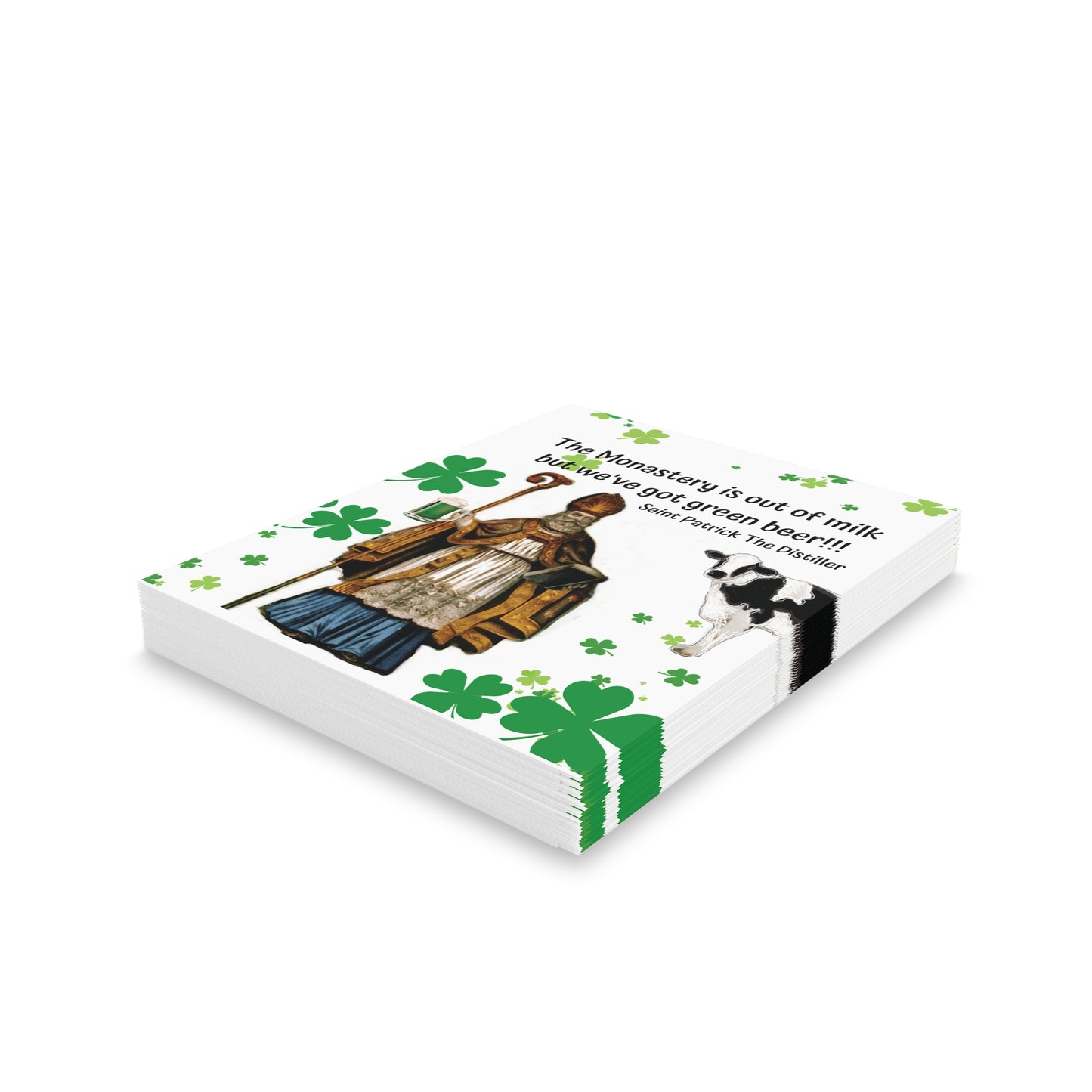 Saint Patrick The Distiller "We've Got Green Beer!!!" Greeting Cards (8, 16, and 24 pcs)