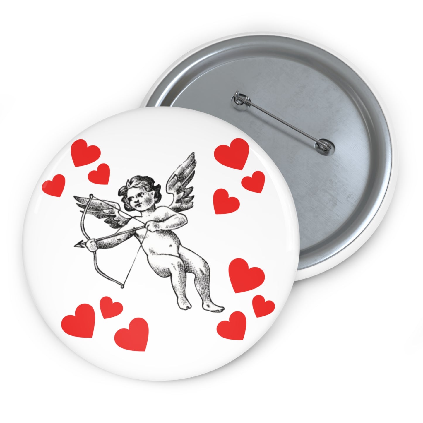 Cupid & Hearts Valentine Pin Button