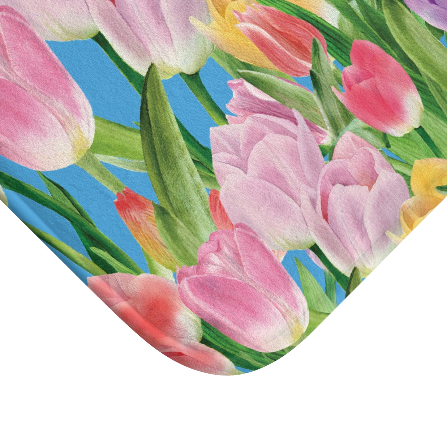Tulip Sunrise Bath & Shower Mat with Light Blue Accents by Miss Daisy