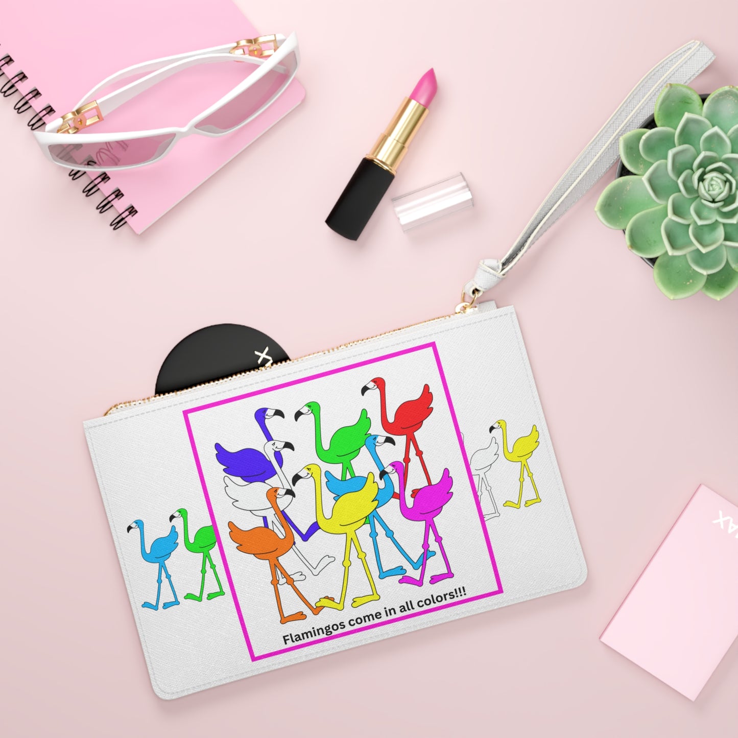 Flamingos Come In All Colors Clutch Bag