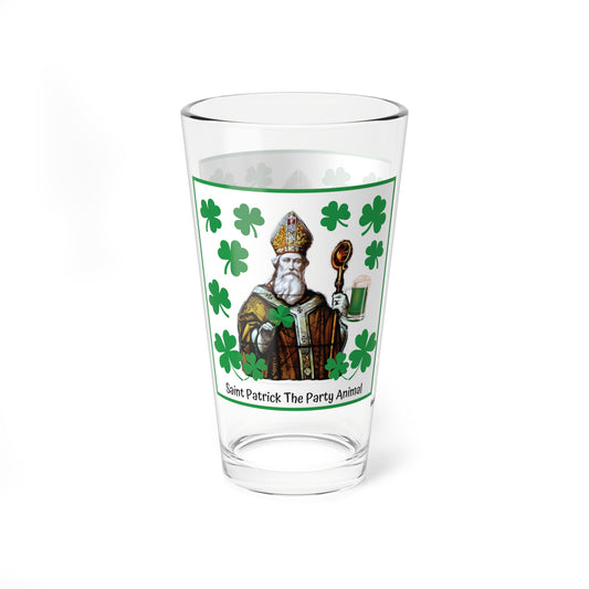 Saint Patrick the Party Animal 16oz Glass Cup