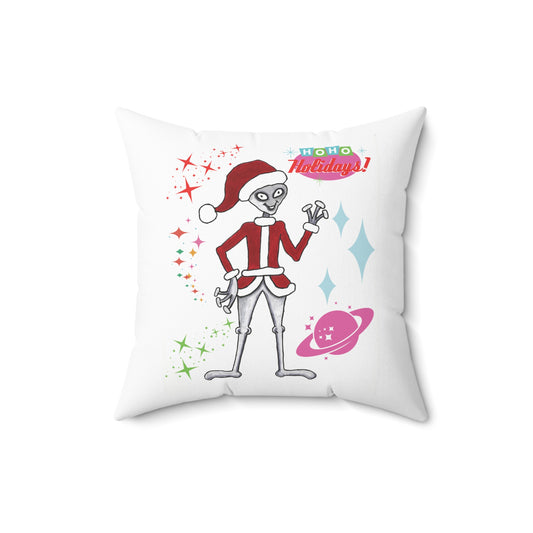 Mid-Century Space Alien Santa Claus  Accent 16"X16" Square Pillow