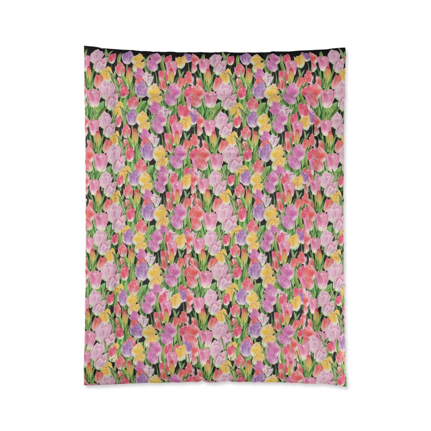 Tulip Sunrise Bed Comforter with Black Accents - The Tulip Sunrise Collection by Miss Daisy