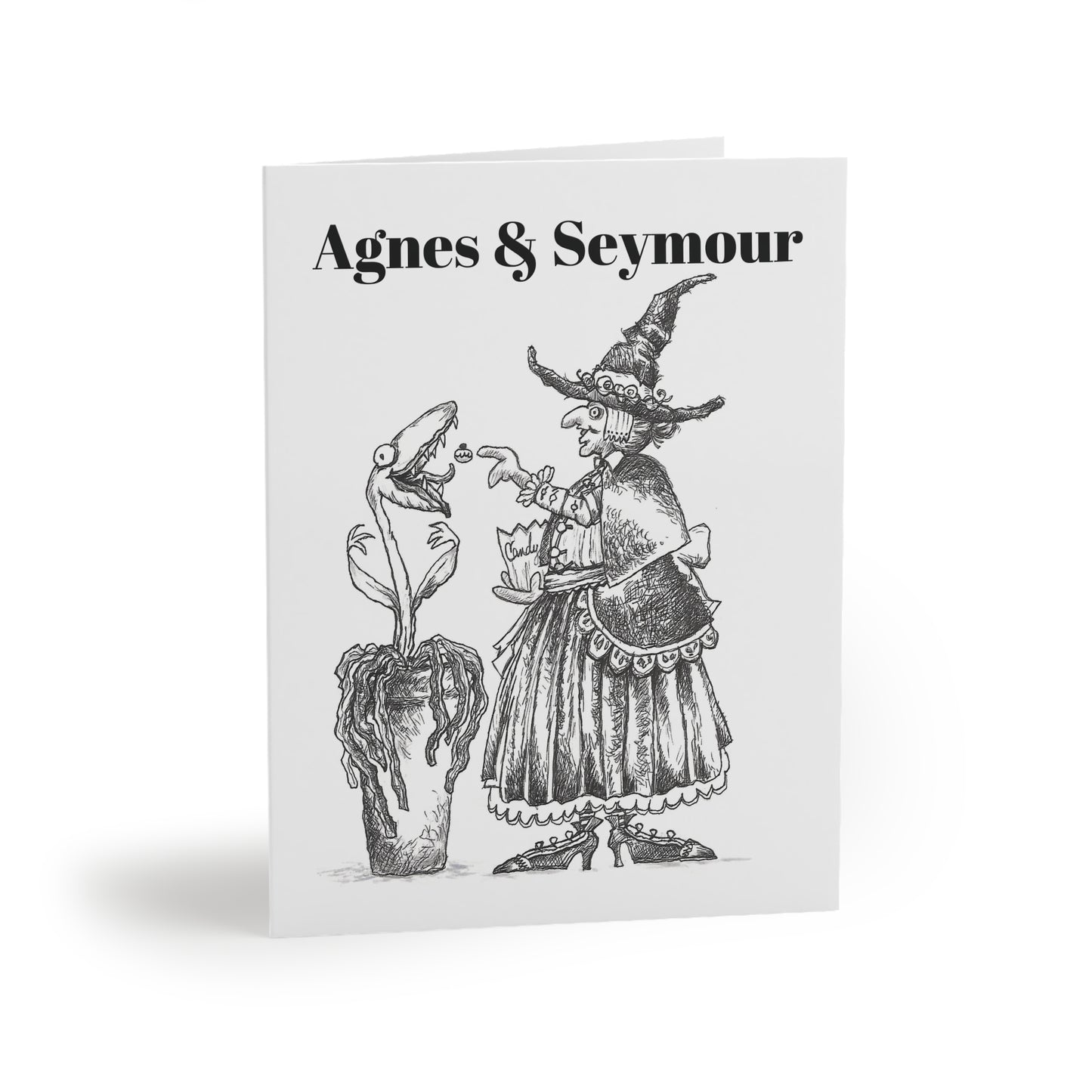 Agnes & Seymour - The Happy Halloween Greeting Cards (8, 16, and 24 pcs) for witches and hungry houseplants!!!