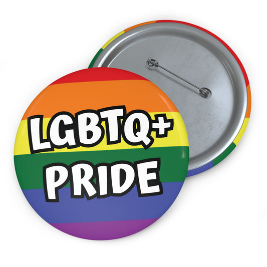 Rainbow Flag and LGBTQ+ Gay Pride Pin Button