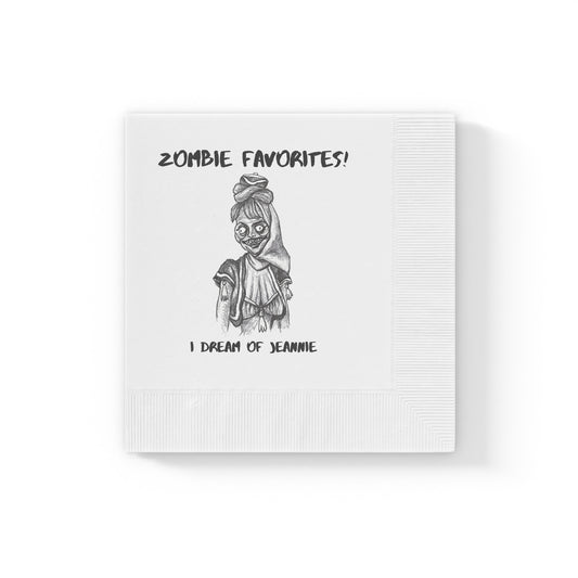 Zombie Favorites - "I Dream of Jeannie" Halloween White Coined Napkins