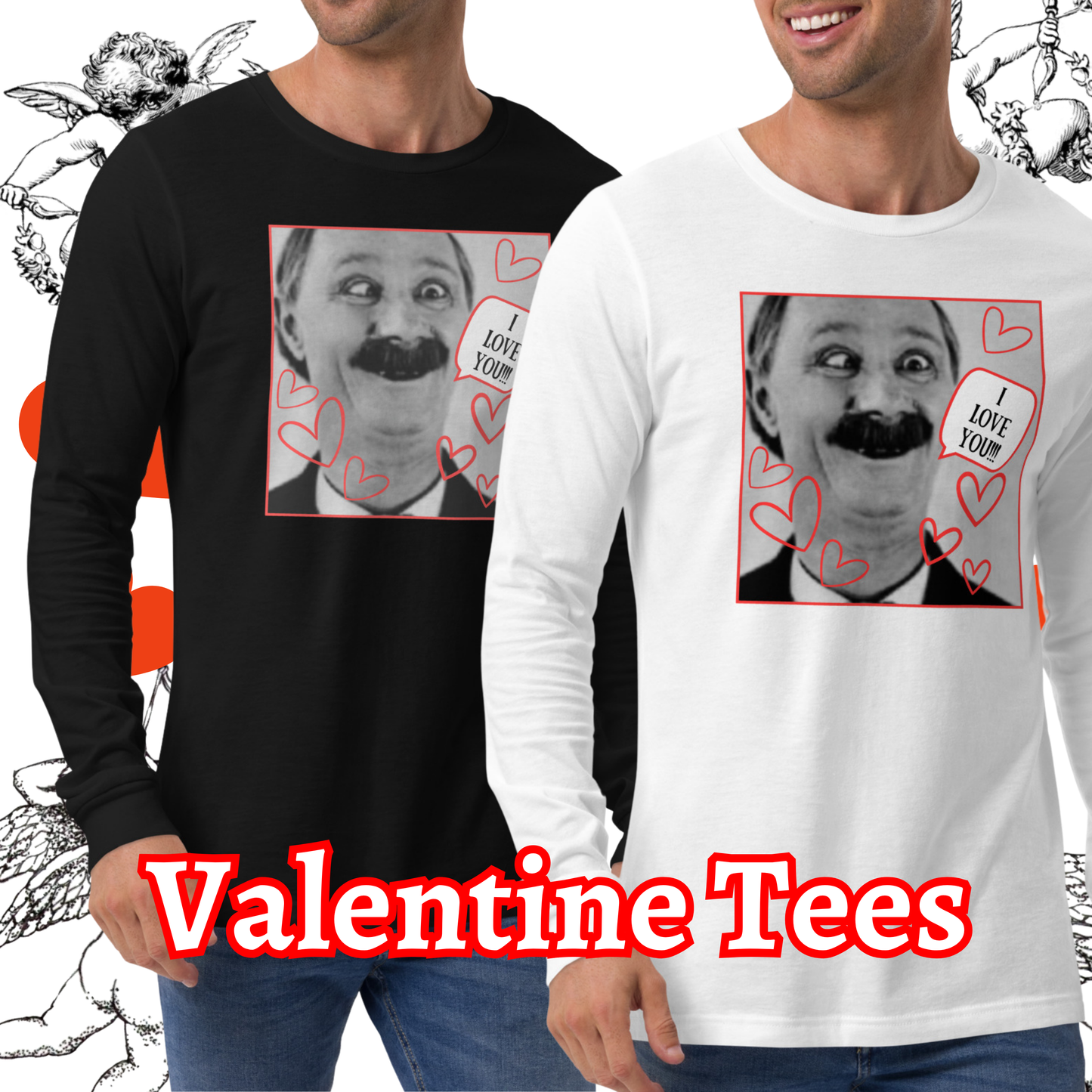 Vintage "I Love You!!!" Valentine Unisex Long Regular Fit Sleeve Tee for Men