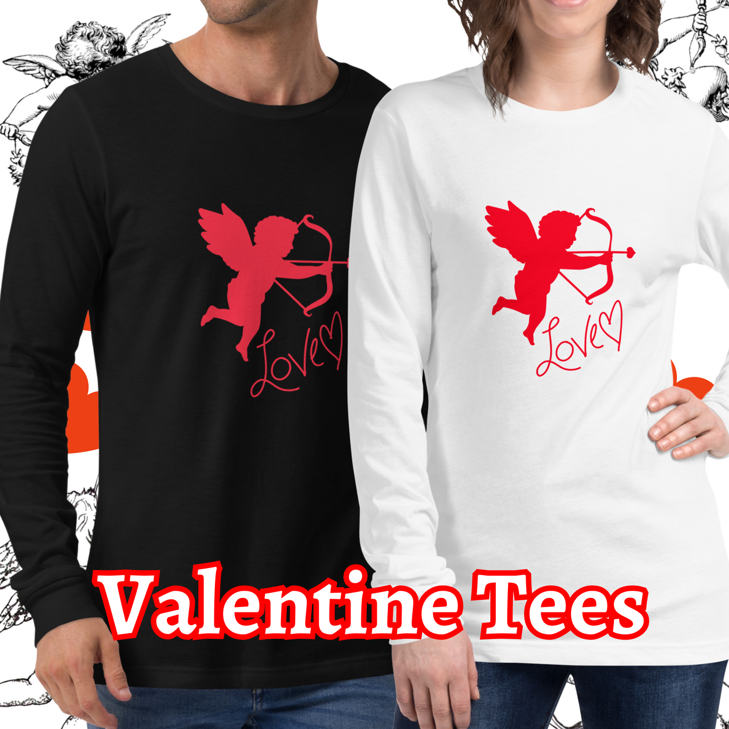 Cupid's "LOVE" Valentine Unisex Long Sleeve Tee for Men & Women