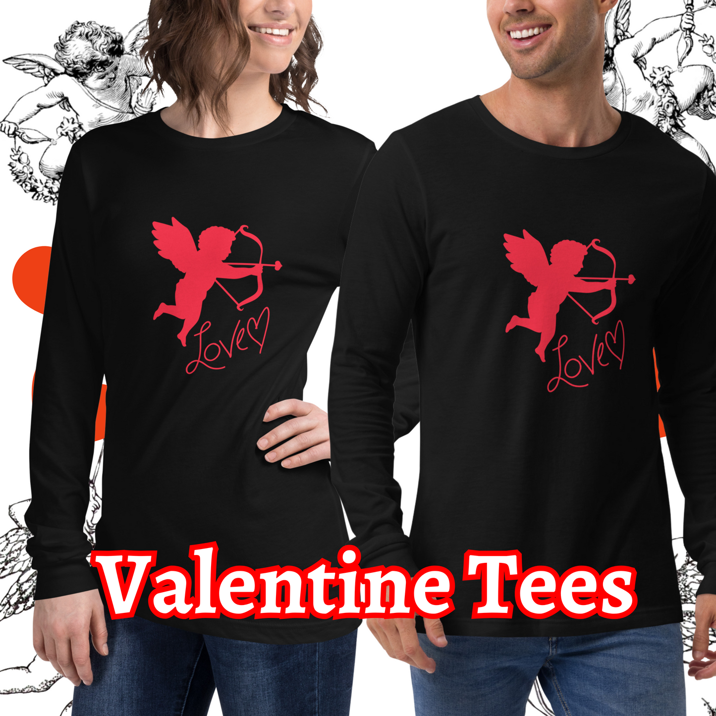 Cupid's "LOVE" Valentine Unisex Long Sleeve Tee for Men & Women