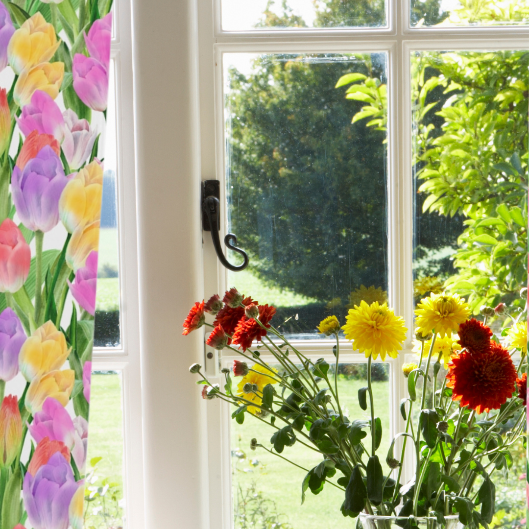 Tulip Sunrise Curtain with White Accents - The Tulip Sunrise Collection by Miss Daisy