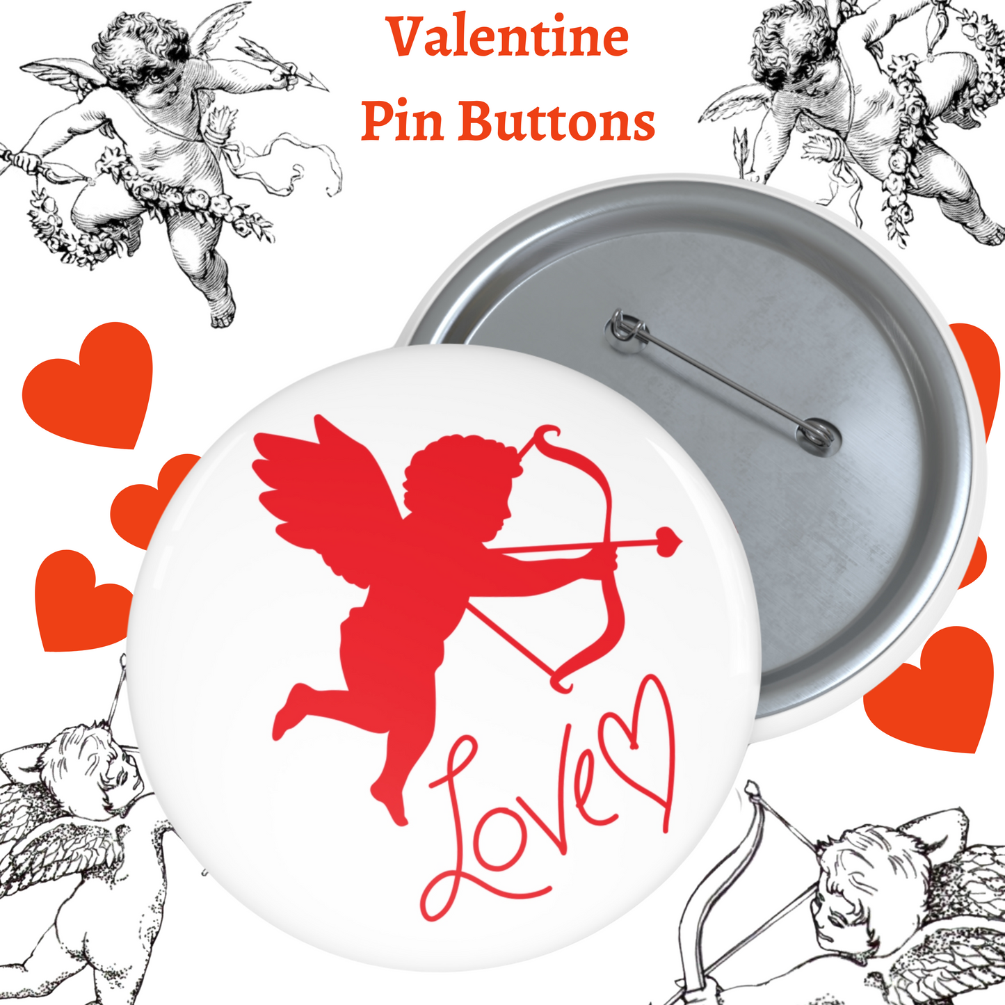 Cupid's Love Valentine Pin Button