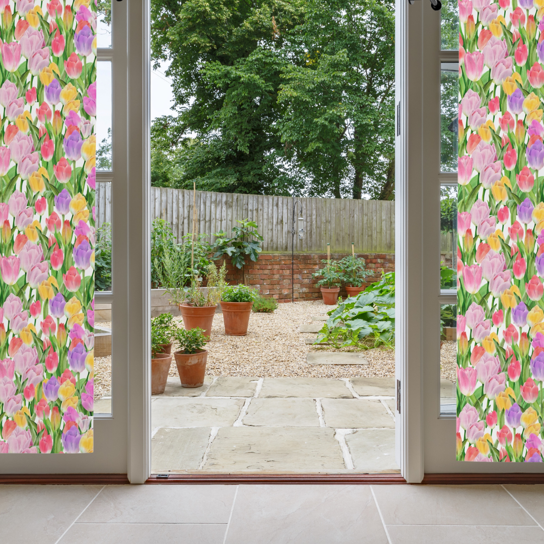 Tulip Sunrise Curtain with White Accents - The Tulip Sunrise Collection by Miss Daisy