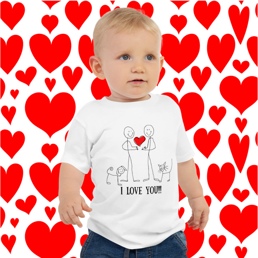 "I Love You" Valentine Baby Jersey Short Sleeve Unisex Tee