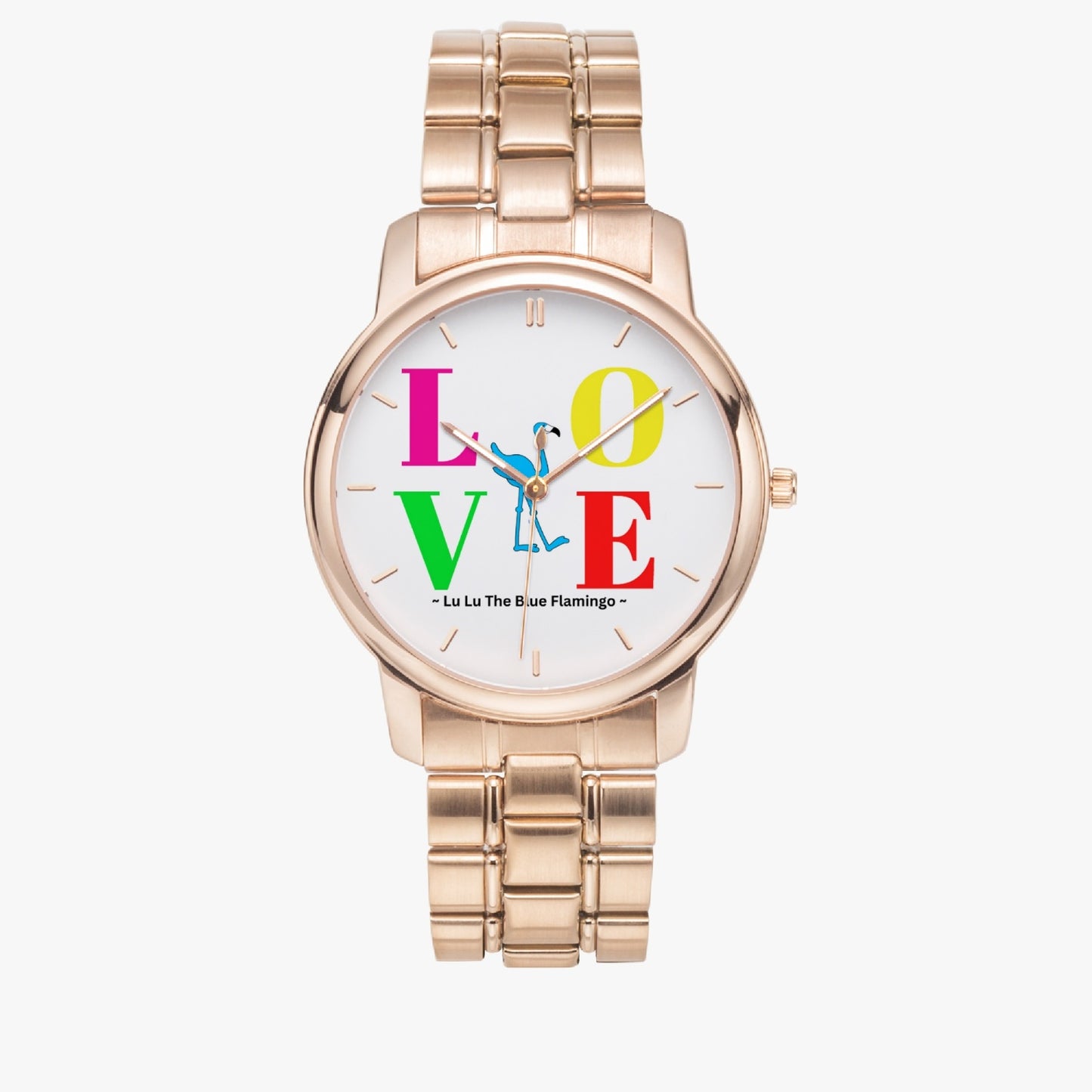 Lu Lu's "LOVE" Stainless Steel Quartz Unisex Watch with Indicators & Folding Clasp