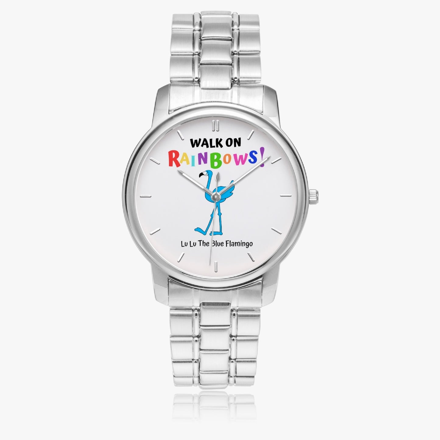 Lu Lu's "WALK ON RAINBOWS!" Unisex Steel Quartz Watch with Indicators & Folding Clasp