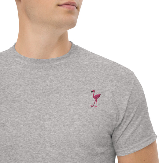 PINK FLAMINGO Embroidery Short Sleeve T-Shirt - You'll feel like a flamingo in this fabulous shirt!!!