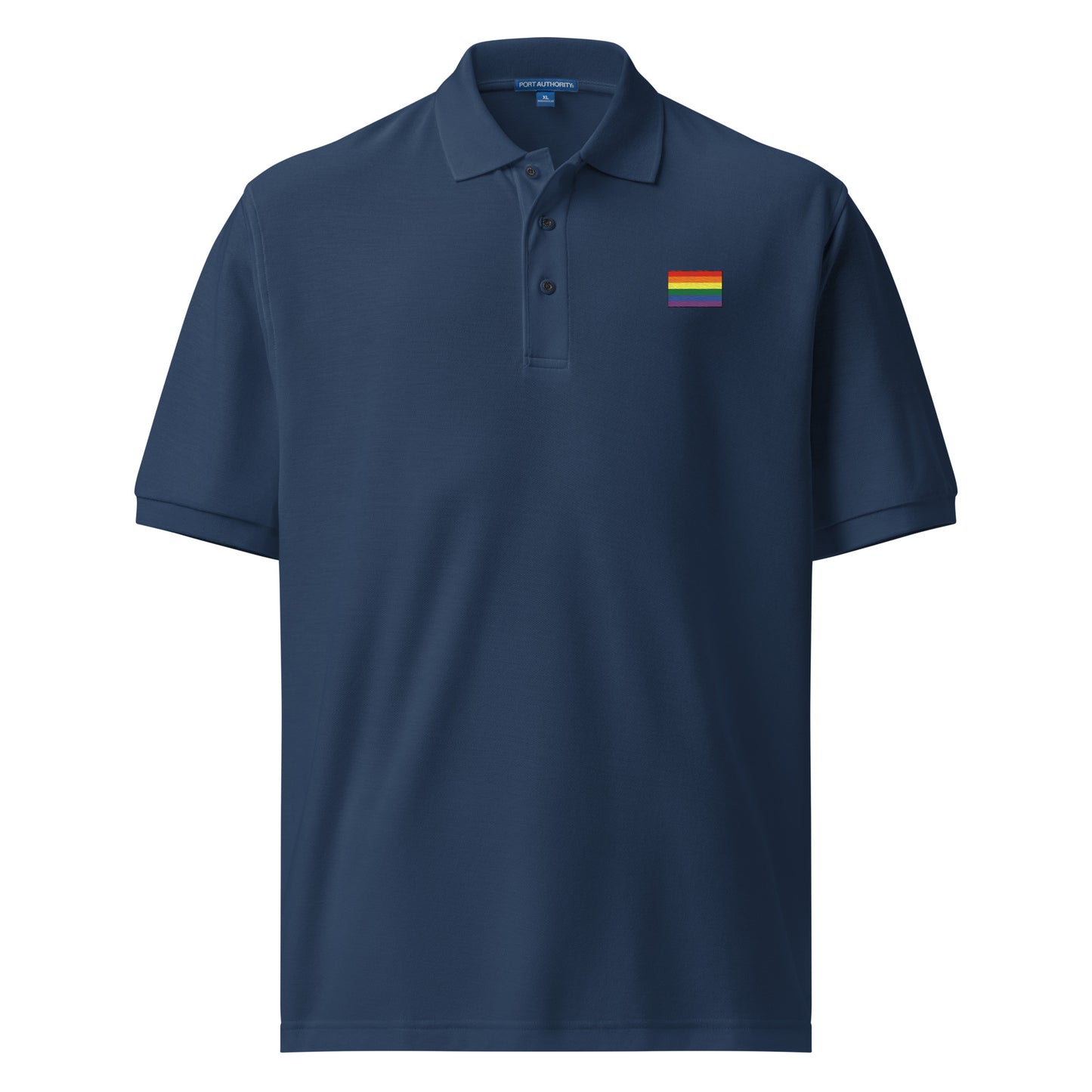 Embroidered Rainbow Flag Gay Pride Men's Premium Polo Shirt
