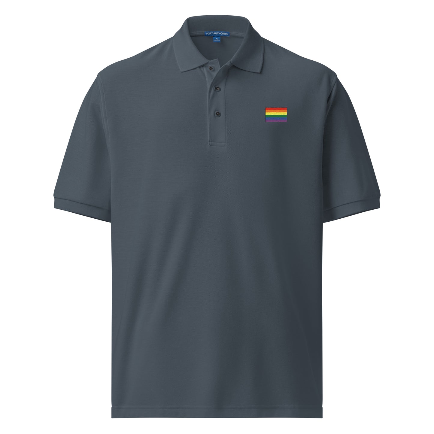 Embroidered Rainbow Flag Gay Pride Men's Premium Polo Shirt