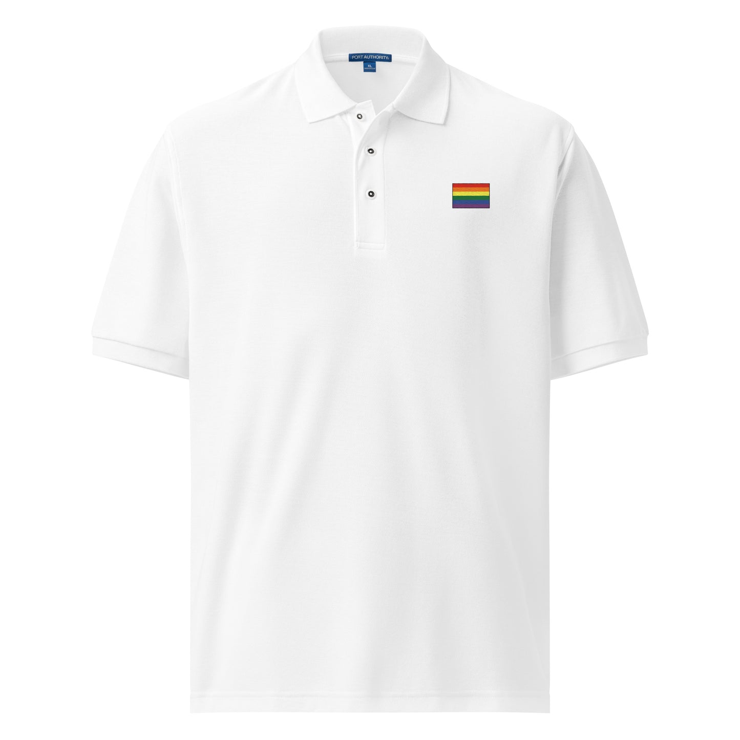 Embroidered Rainbow Flag Gay Pride Men's Premium Polo Shirt