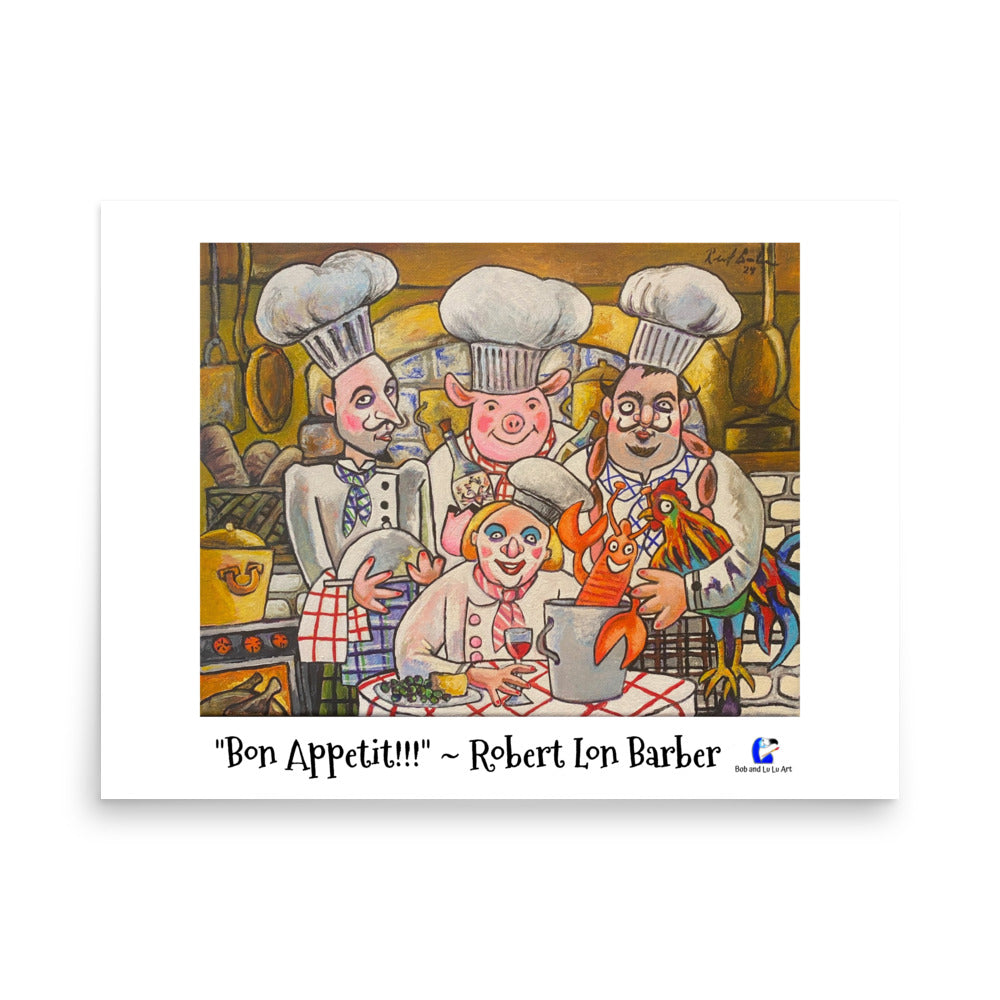 "Bon Appetit!!!" Poster Print - Celebrating the Art of fine French Cooking with Chef Oink!!!