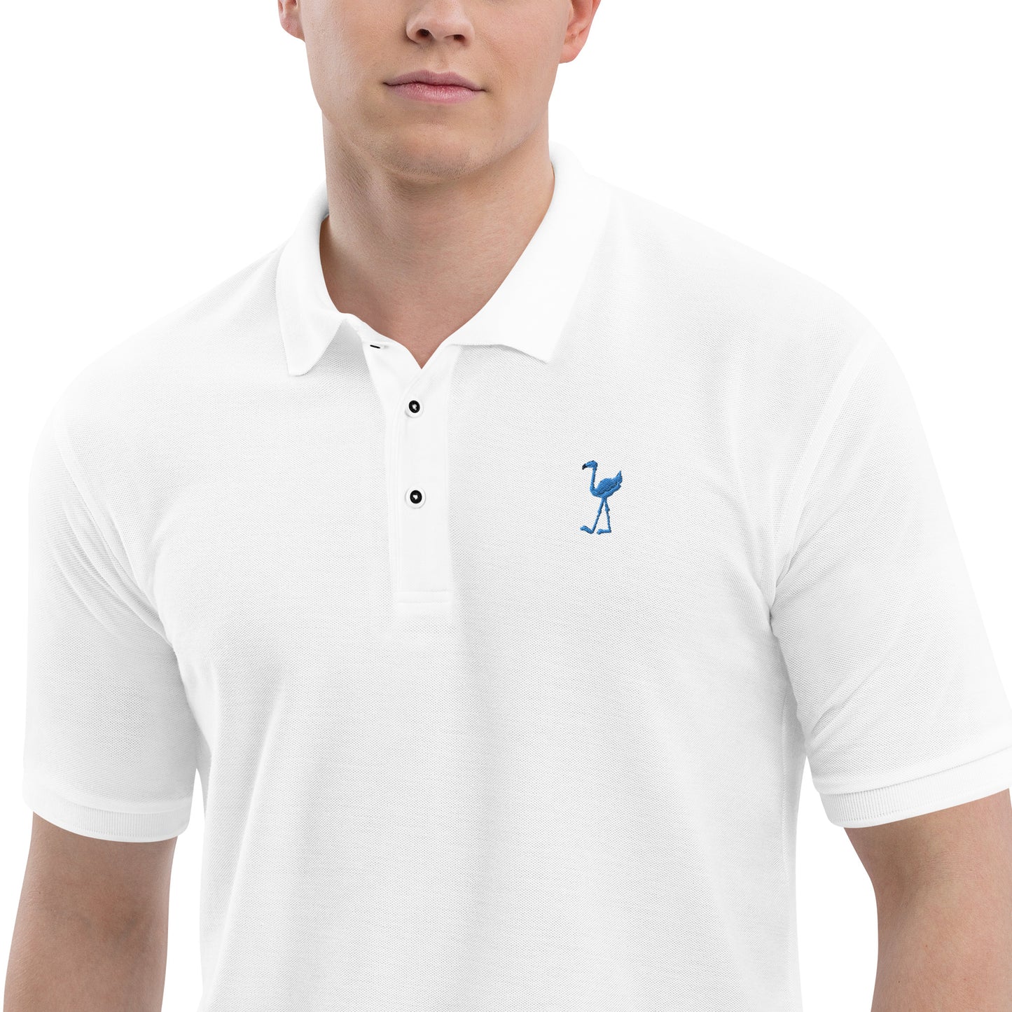 Lu Lu The Blue Flamingo's Original Premium Embroidery Polo Shirt for Men - The flamingo polo shirt that started it all!!!