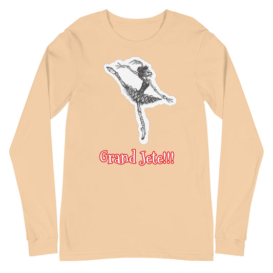 Halloween Skeleton "Grand Jete!!!" Ballet Unisex Crew Neck Long Sleeve T-Shirt for Men & Women