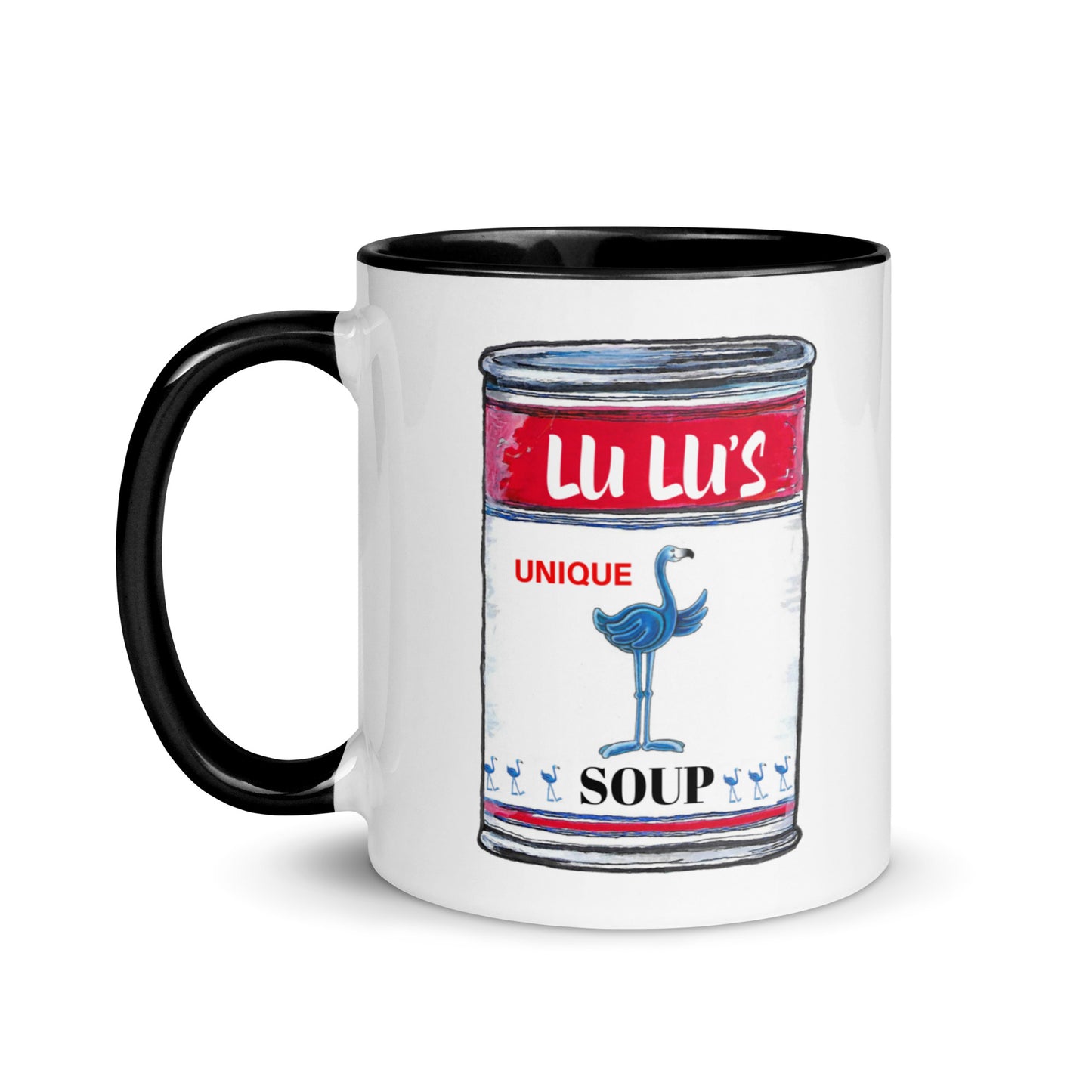 Lu Lu's "Today's Special" Unique Soup Can Coffee Mug... Flamingo Pop Art at it's best!!!