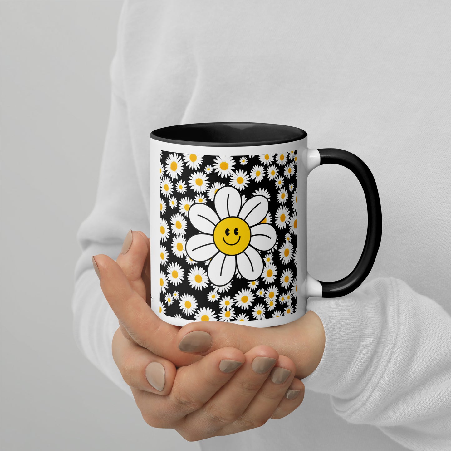 The Happy Daisy Coffee & Tea Ceramic Mug in 3 Color Accents by Miss Daisy